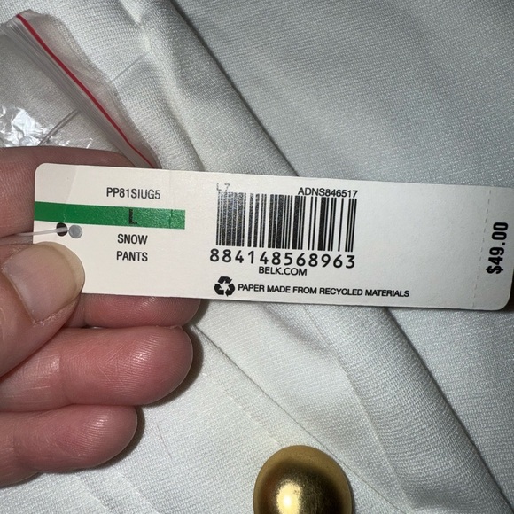 New Direction White Snow Pants with Gold Button Accents Size Large - Picture 3 of 13